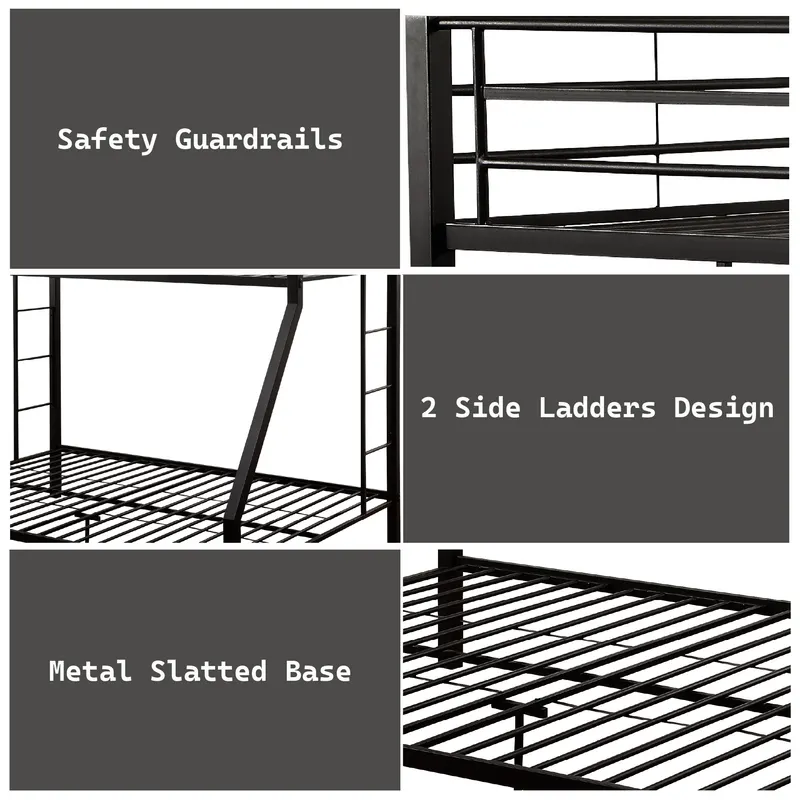 Limbra Sandy Black Finish Twin XL Queen Bunk Bed — photo 3
