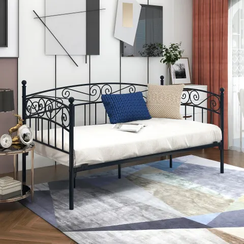 Metal Daybed Frame Multifunctional Mattress Foundation Bed Sofa