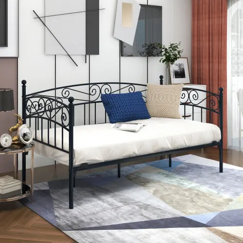 Metal Daybed Frame Multifunctional Mattress Foundation Bed Sofa