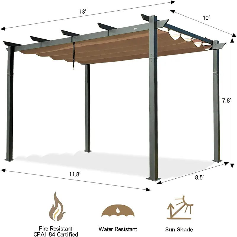 Aluminum Retractable Pergola with Sun Shade Patio Gazebo — photo 3