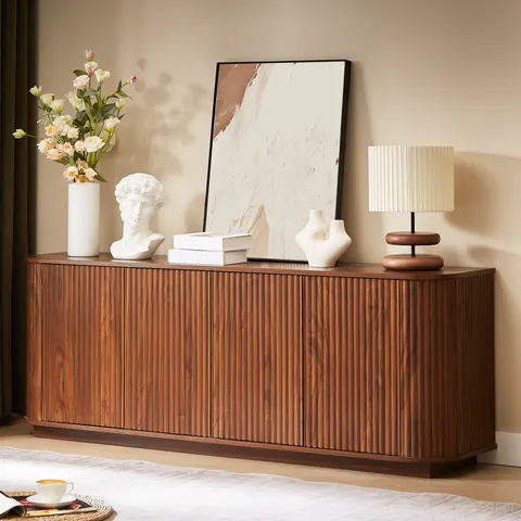 Sideboard Storage Cabinet TV Stand with Wave Pattern Buffet