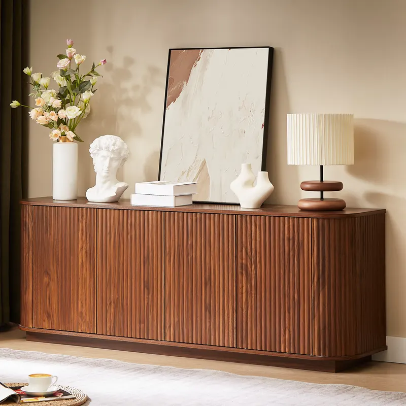 Sideboard Storage Cabinet TV Stand with Wave Pattern Buffet