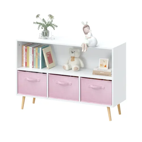Fiberboard Children's Bookshelf with Foldable Fabric Drawers β photo 8