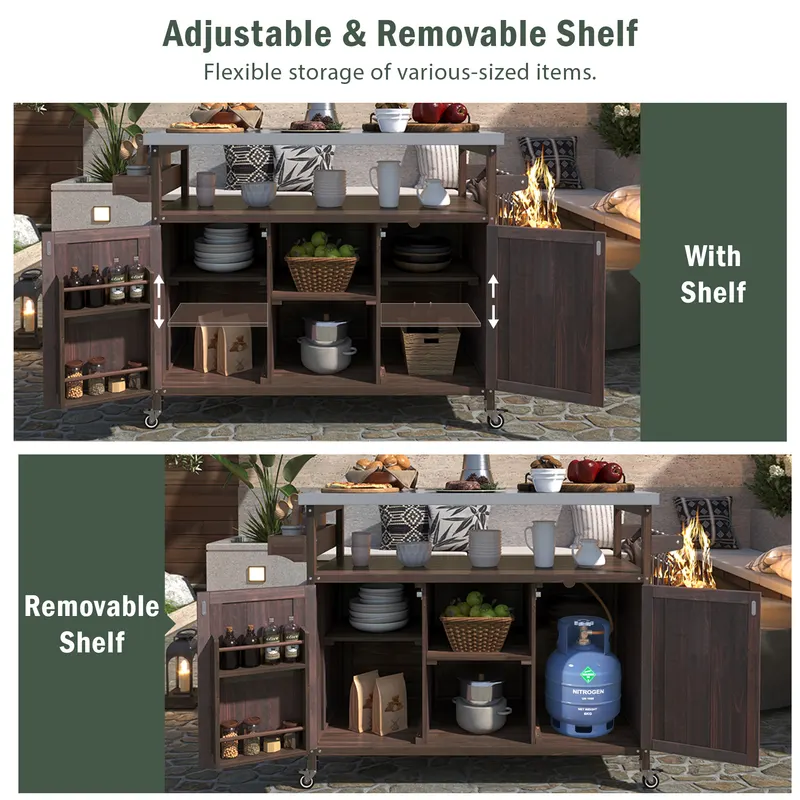 K&k Outdoor Kitchen Island — Rolling Bar Cart & Storage Cabinet — photo 4