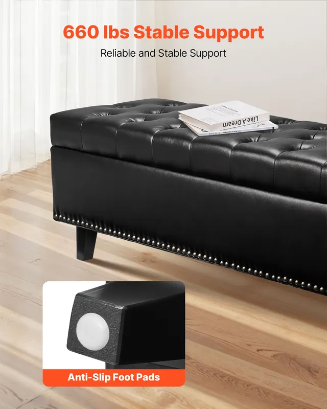 Button-tufted Storage Ottoman Bench — photo 5