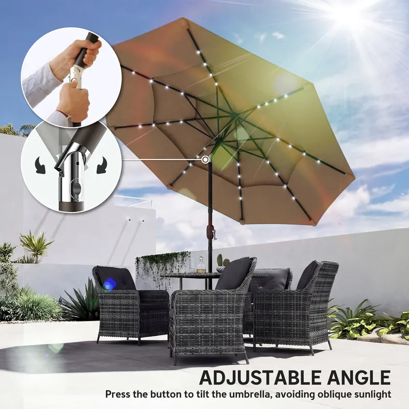 9.7 Ft Outdoor Patio Umbrella with Solar LED Lights β photo 6