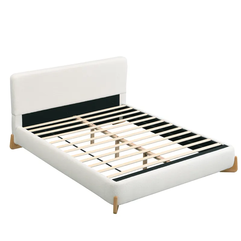 Elegant Boucle Upholstered Bed — photo 5