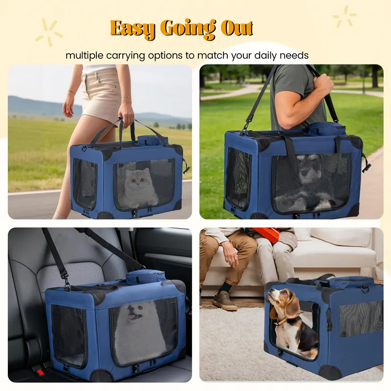 32 Soft Dog Crates Kennel — 3-Door Portable Folding Pet Carrier — photo 5