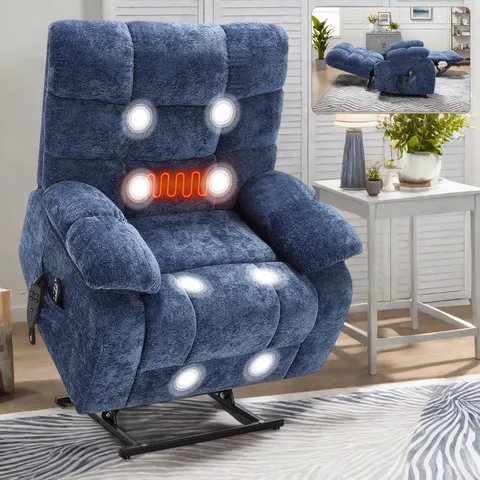 Lift Recliner Chair Heat Massage Dual Motor Infinite Position Up