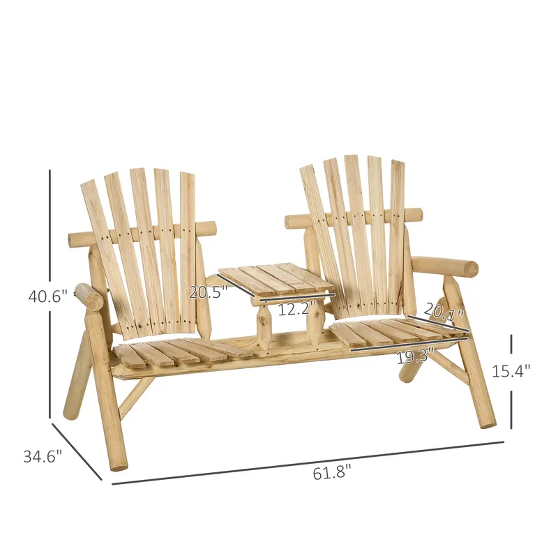 2-Seat Wooden Adirondack Chair — photo 4