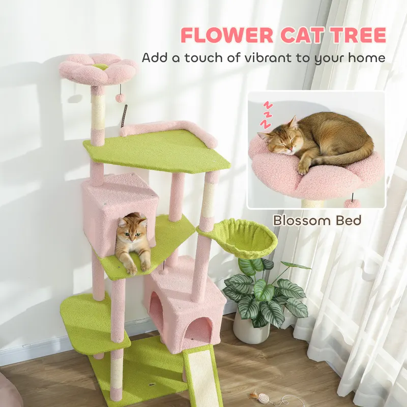 74" Flower Cat Tree — Large Cat Tower with Scratching Post — photo 7