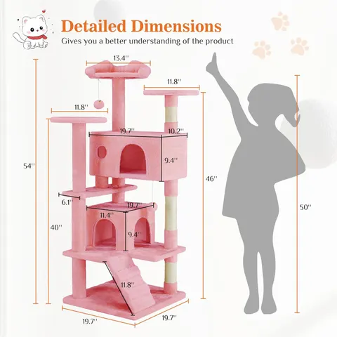 54 -cat Tree Tower — Multi-level with Sisal Grab Post