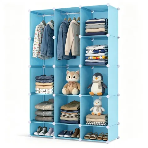 3-Cube Blue Modular Kids Closet