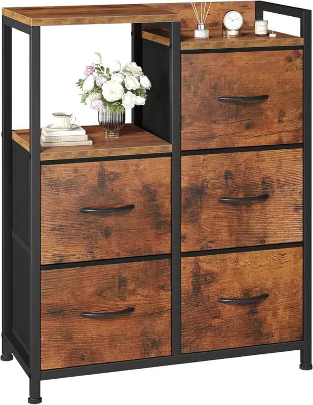 5 Drawer White Dressers for Bedroom 2 Tier Shelf Shelf Small — photo 4