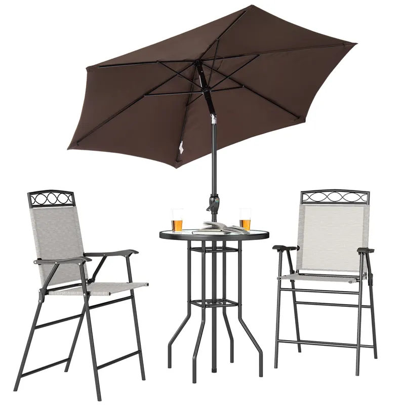 4 Piece Outdoor Bar Set with Umbrella