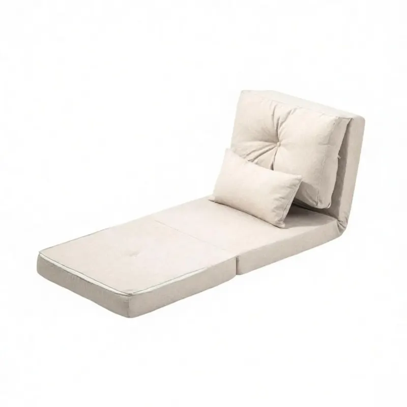 Beige Convertible Floor Sofa Bed No Assembly Required Folding — photo 4