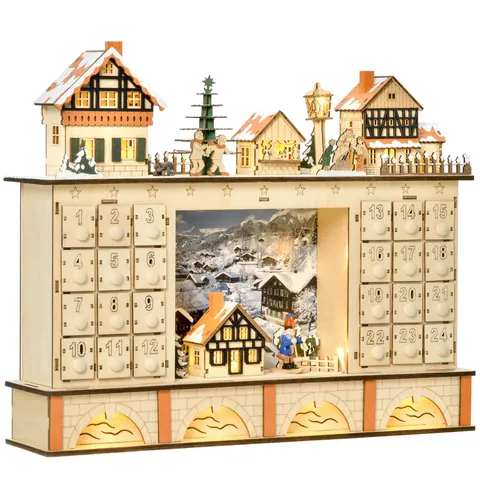 Christmas Advent Calendar — Light Up Table Xmas Wooden Store