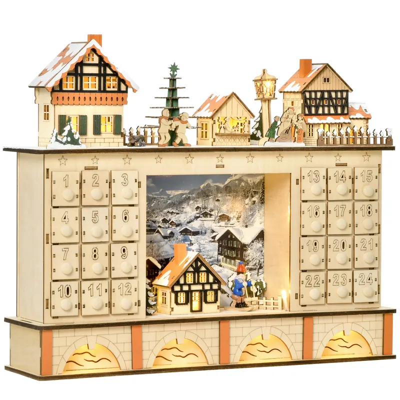 Christmas Advent Calendar — Light Up Table Xmas Wooden Store