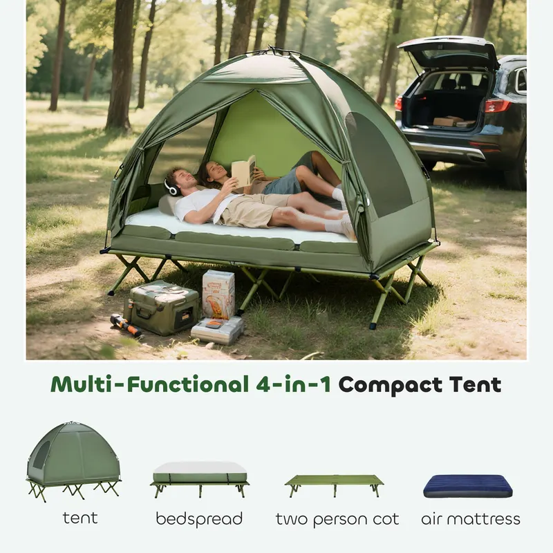 2-Person Tent Cot β 4-in-1 Elevated Camping Bed Combo with Air β photo 3