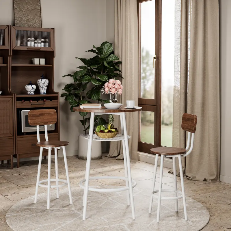 3-Piece Bar Table Set with 2 Bar Stools Modern Pub Table — photo 2