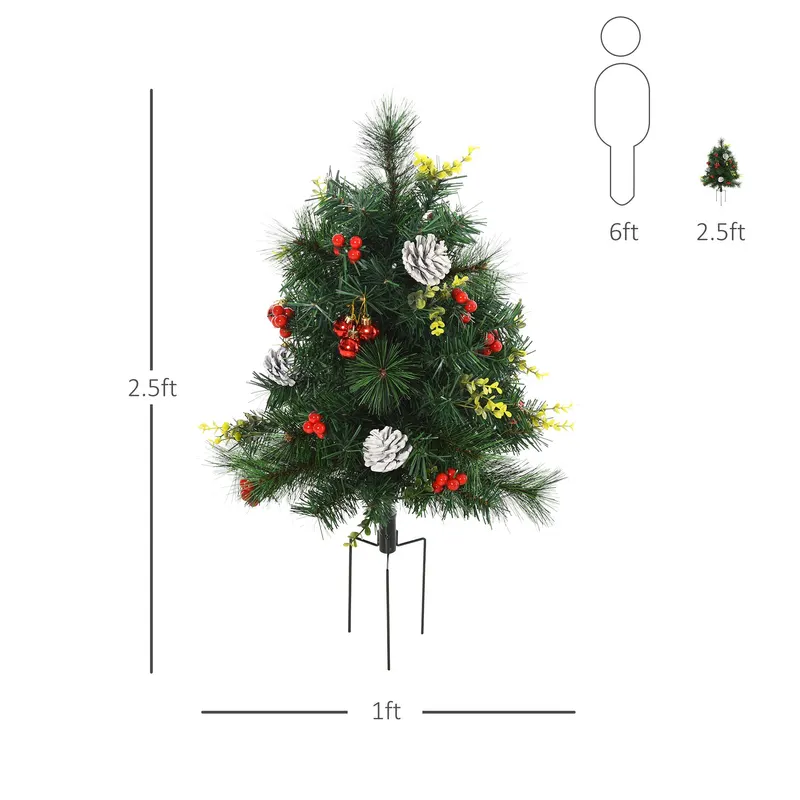 2.5ft 2 Pieces Prelit Artificial Christmas Tree with LED Light — photo 4