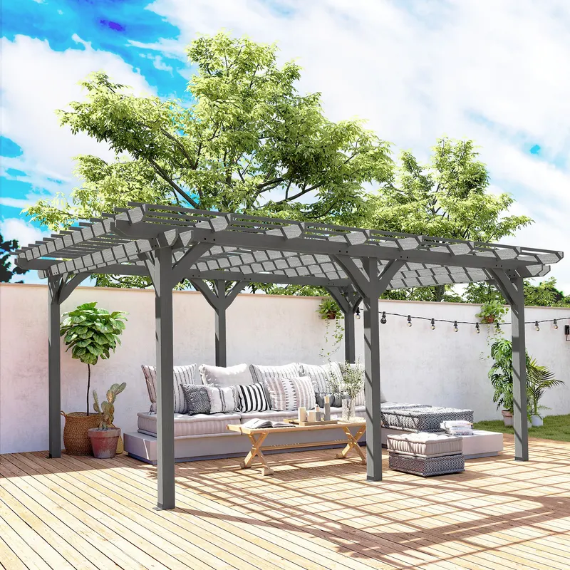 Outdoor Pergola — Wood Gazebo Grape Trellis with Stable — photo 2