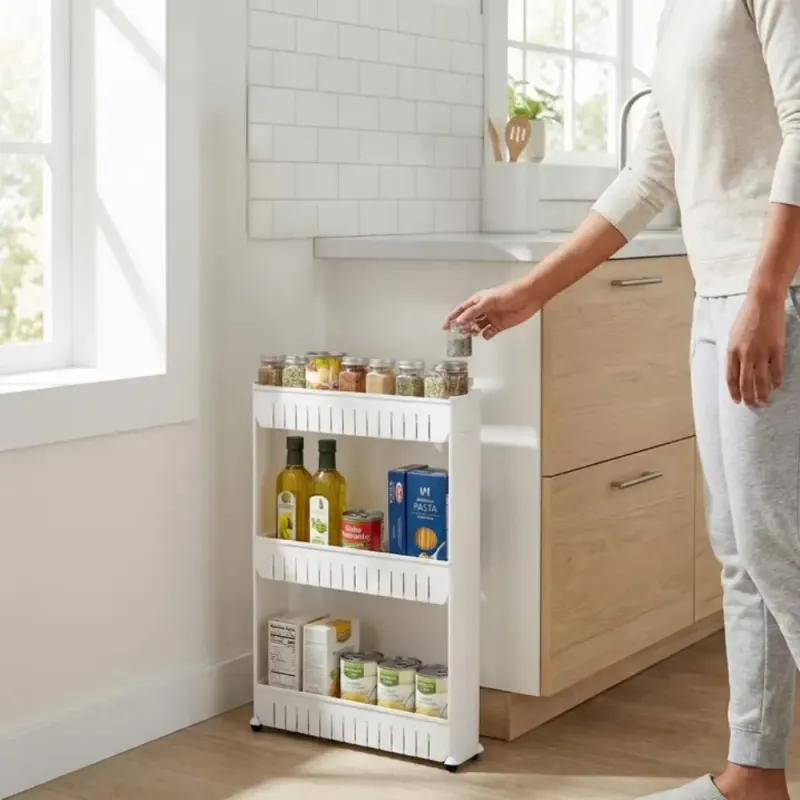 3-Tier Rolling Cart for Kitchens and Laundry Rooms (white) — photo 3