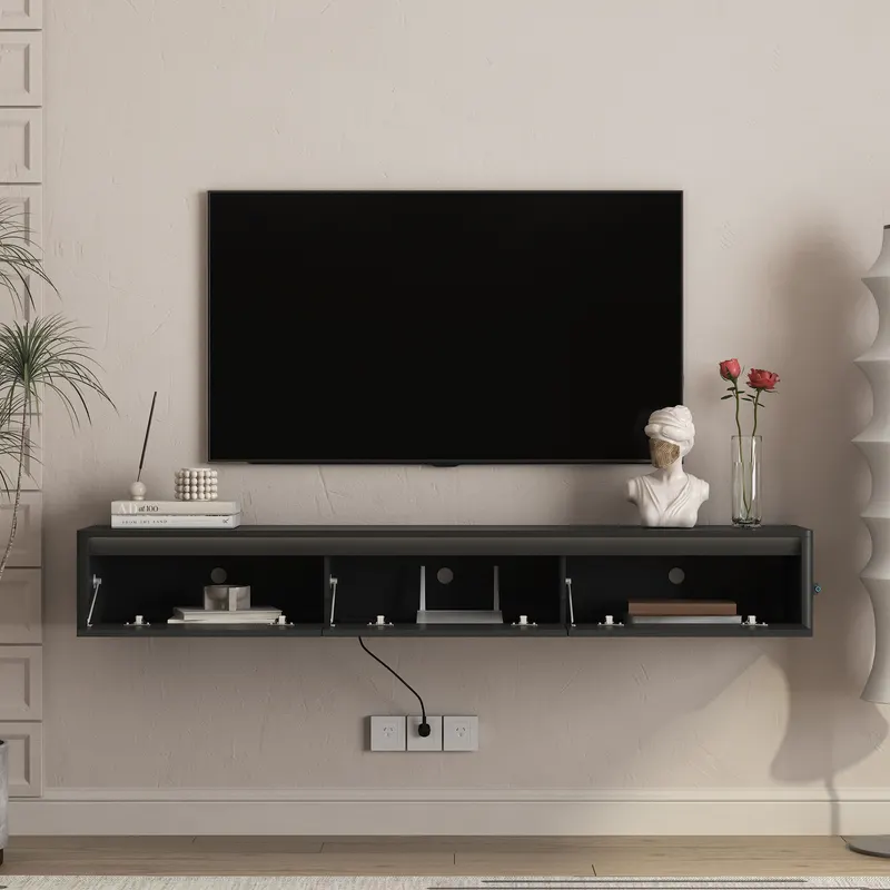 Floating TV Stand — Wall Mounted TV Shelf with Led Lights — photo 5