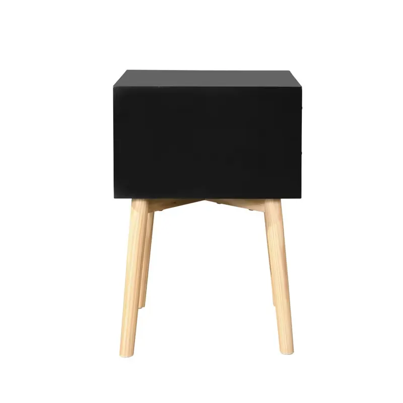 Side Table — Bedside Table with 2 Drawers and Rubber Wood Legs — photo 6