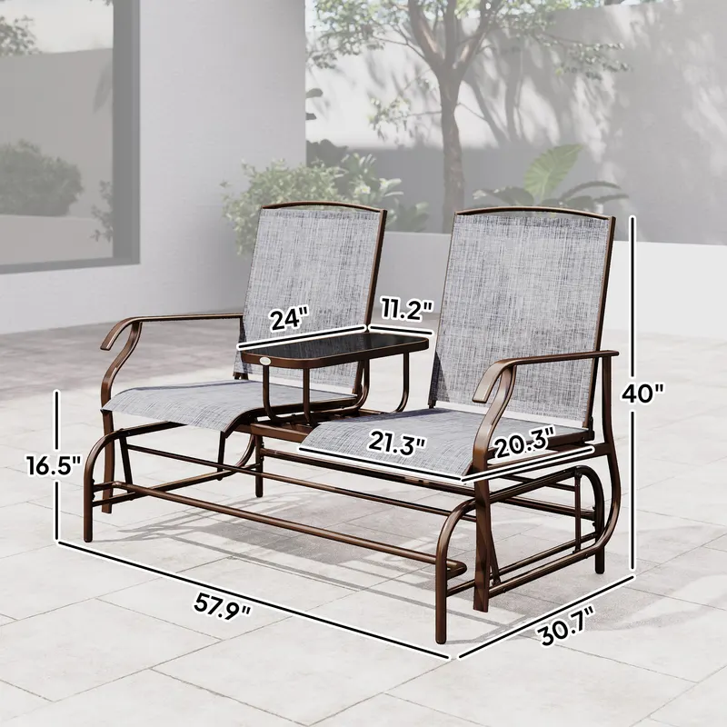 2-Seat Outdoor Glider Swing — Center Coffee Table — photo 7