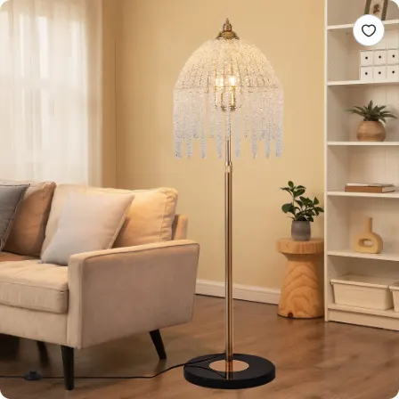 3-Light Elegant Crystal Floor Lamp Vintage Waterfall Design