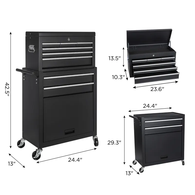 Tool Chest — 8-Drawer Rolling Tool Storage Cabinet with 2 in 1 — photo 8