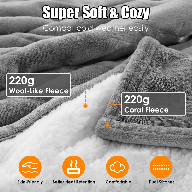 Electric Heated King Size Fleece Heated Blanket with Dual — photo 7