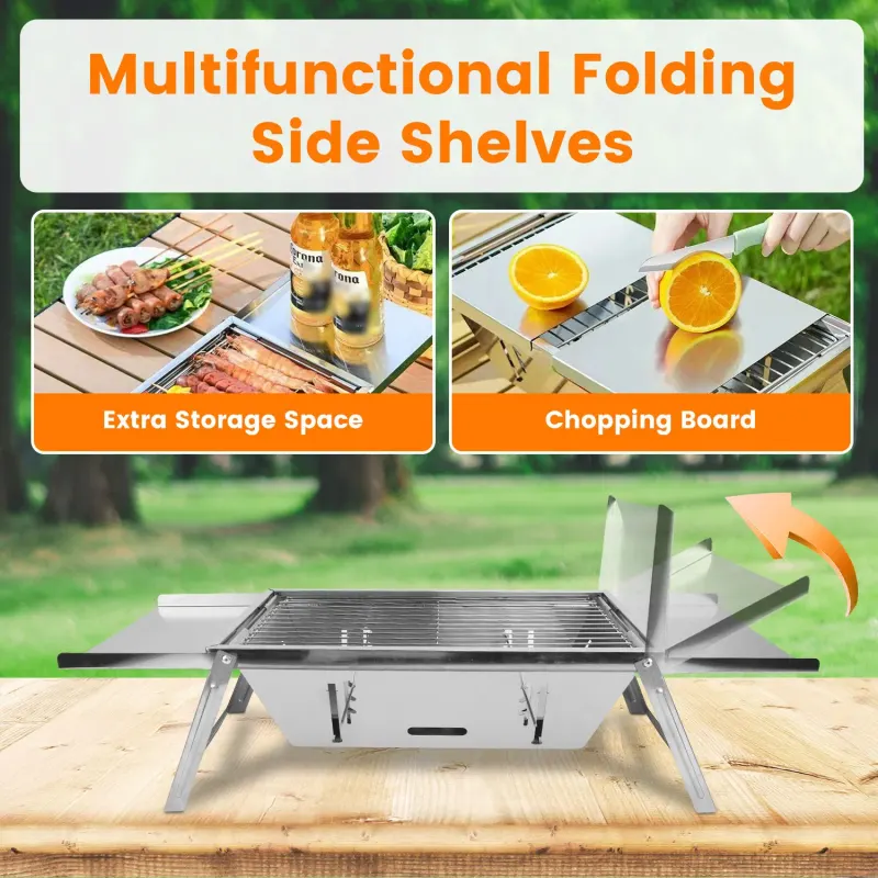 3 in 1 Foldable Charcoal Grill Fire Pit Slow Cooker 2-3 People — photo 8