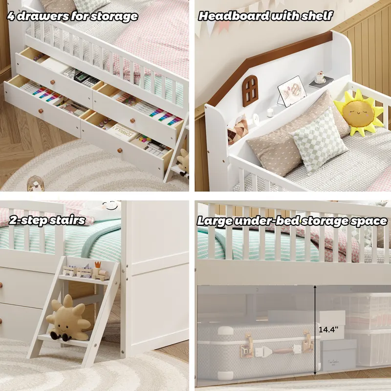 Twin Bed Frame with Storage 4 Drawers — photo 5