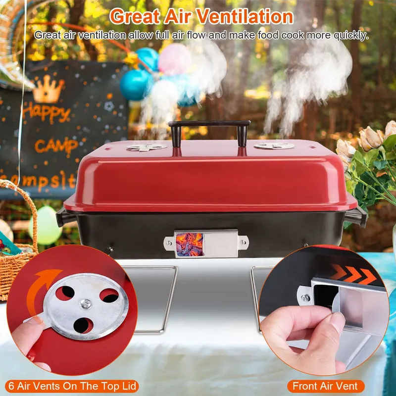 Portable Charcoal Grill Outdoor Tabletop Grill Small Barbecue β photo 3