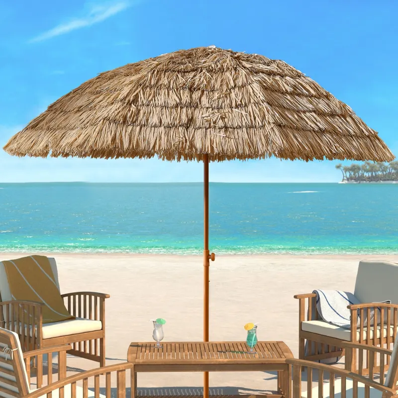 8 Thatch Patio Tiki Umbrella Tropical Palapa Raffia Tiki Hut