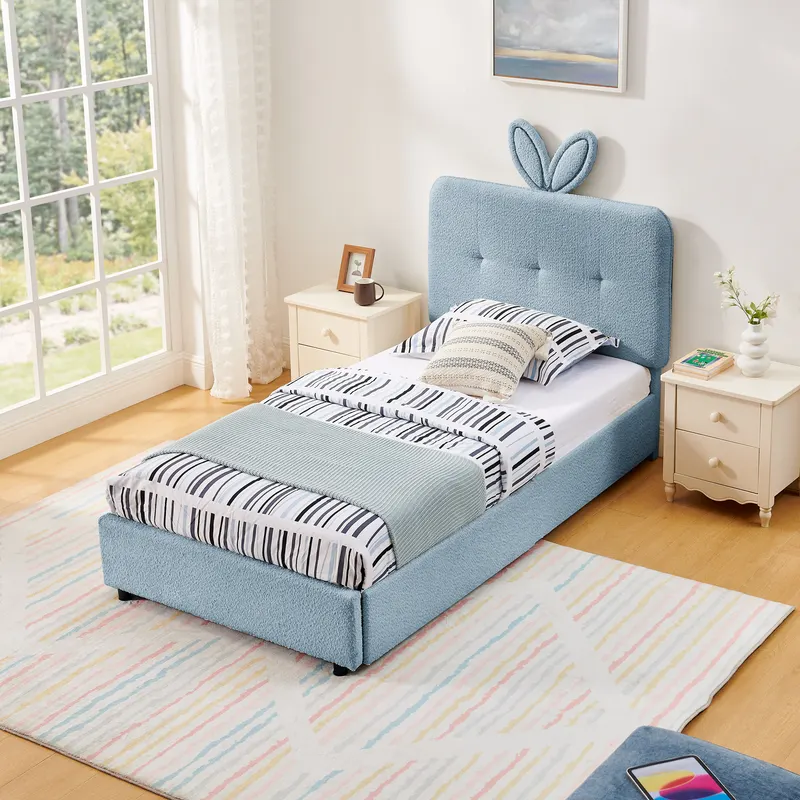 Twin Size Kids Upholstered Bed with Oversized Rabbit Ear — photo 2
