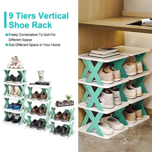 9Tier Narrow Entryway Shoe Rack Plastic Vertical Shoe Organizer — photo 6