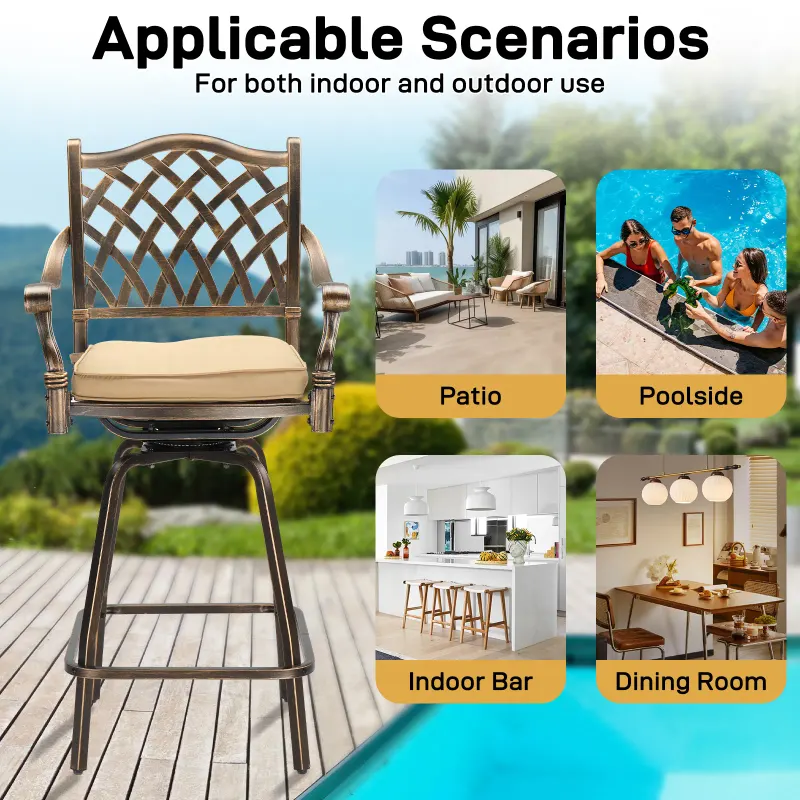 Outdoor Swivel Bar Stools Set of 2 — photo 8