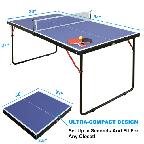 4.5ft Table Tennis Table Foldable & Portable Ping Pong Table Set — photo 2