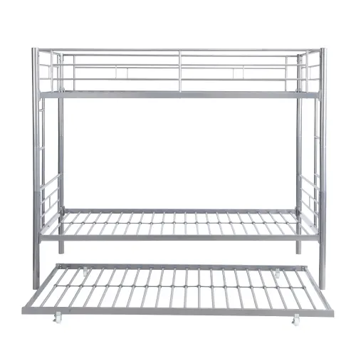 METAL BUNK BED WITH TRUNDLE SILVER β photo 5