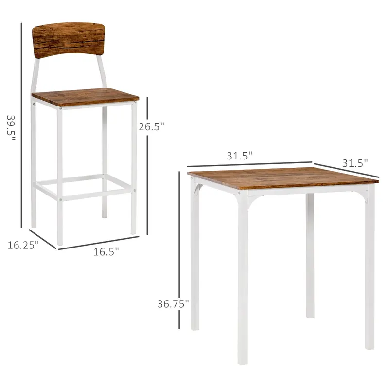3 Piece Industrial Counter Height Dining Table Set β photo 3