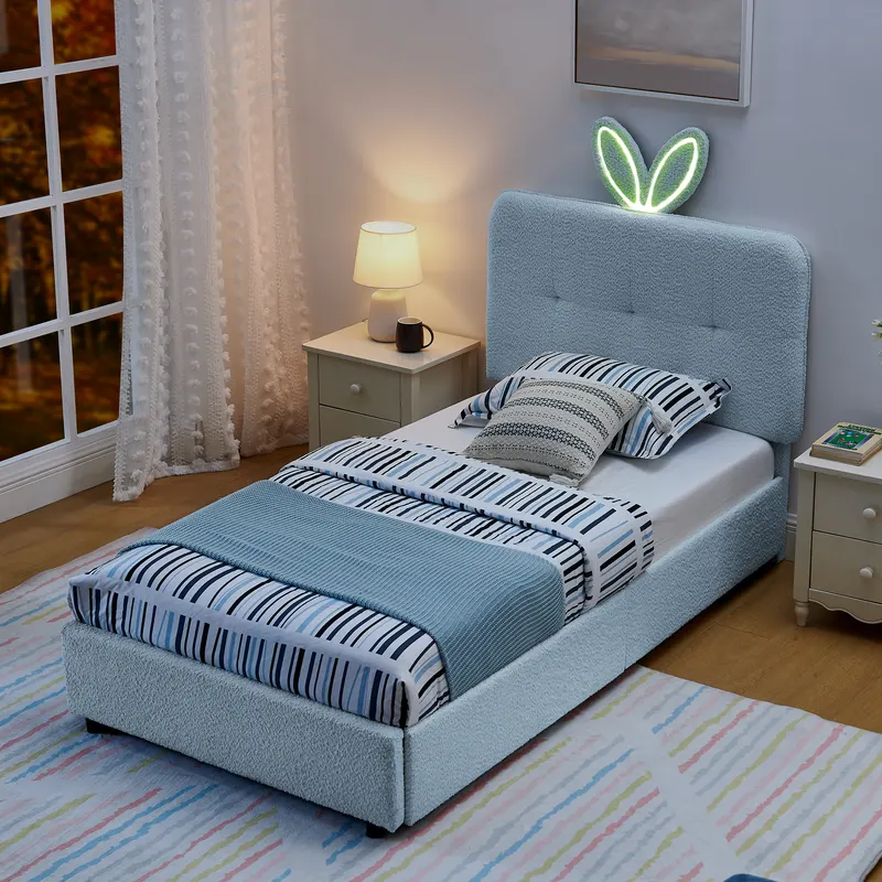 Twin Size Kids Upholstered Bed with Oversized Rabbit Ear — photo 3