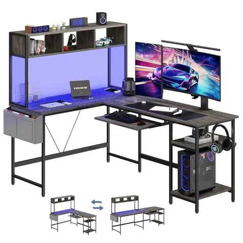 L Shaped Gaming Desk 67 β Reversible Computer Desks with Led