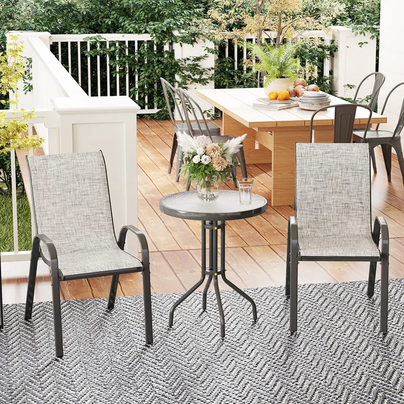 3 Pieces Bistro Set — Small Patio Furniture Set with Stackable — photo 3