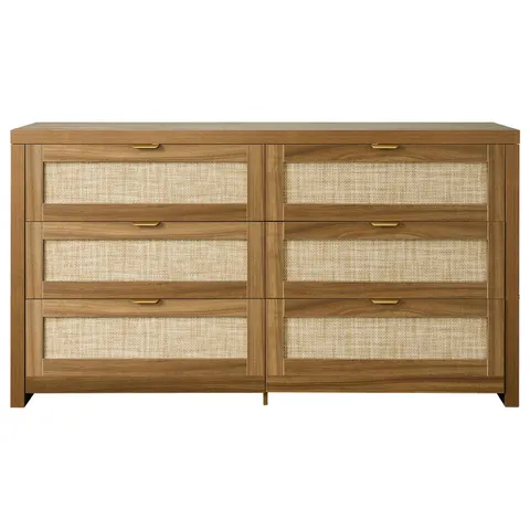 6 Drawer Rattan Dresser — Double Dresser for Bedroom