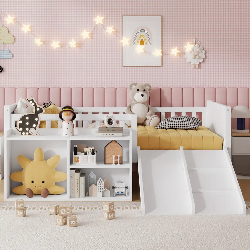 Twin Size Low Loft Bed for Kids with Slide — photo 3