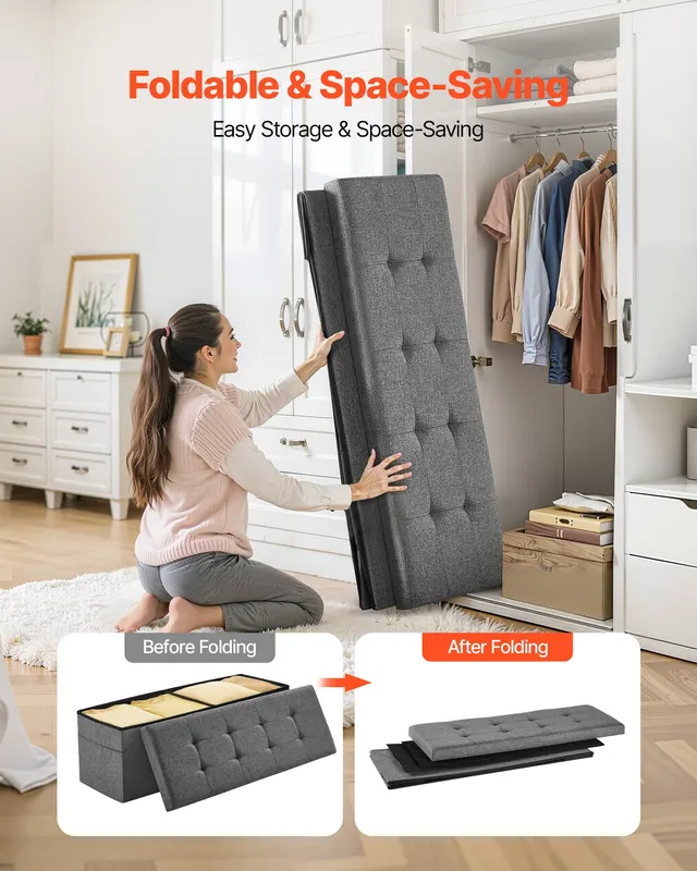 Foldable Storage Ottoman Bench — photo 5