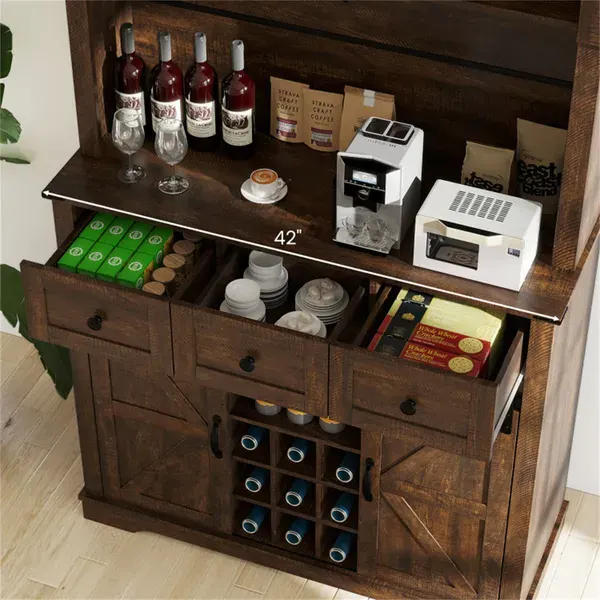 Brown Farmhouse 72" Pantry Cabinet with Hutch — photo 3